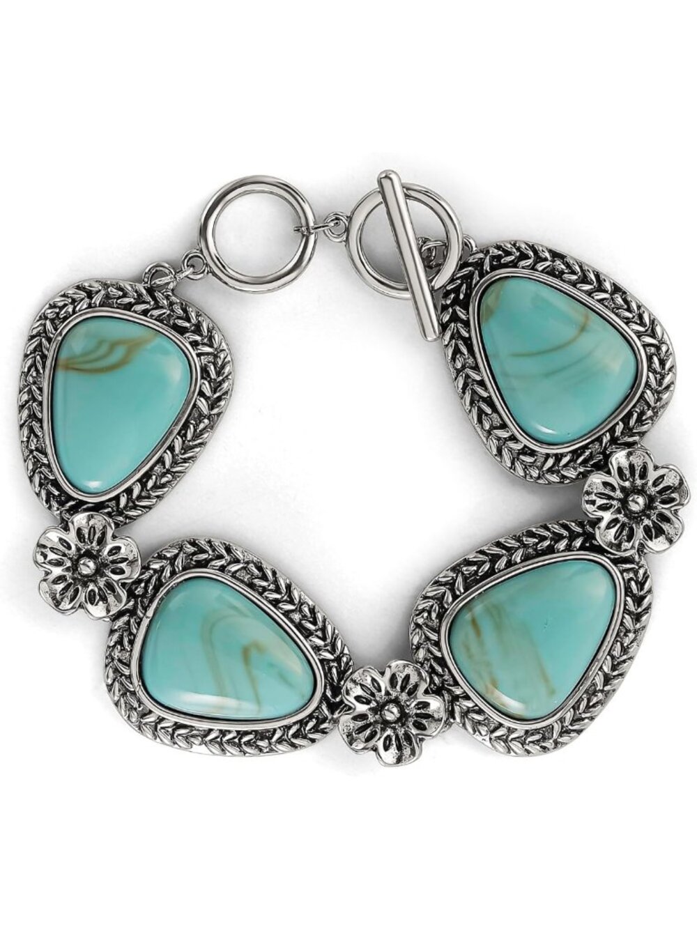 Stylish Turquoise Bracelet for Women - Oxidized Silver or Gold-Tone Finish